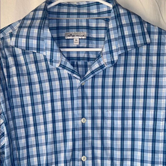 Peter Millar Men's Blue and White Plaid Shirt - Picture 3 of 7
